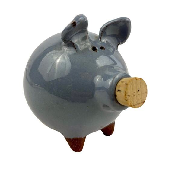 VTG Pig Morgan Ceramic Pottery Shaker Gray Glaze Kitsch - Picture 2 of 16